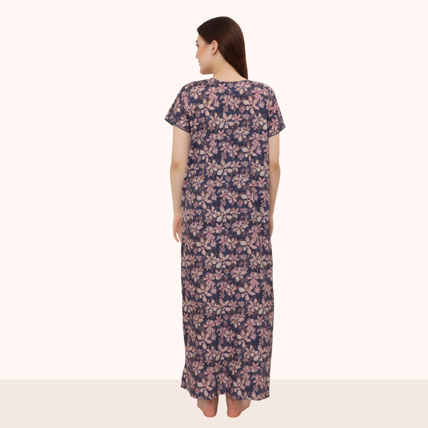 Floral Print Full Length Night Gown