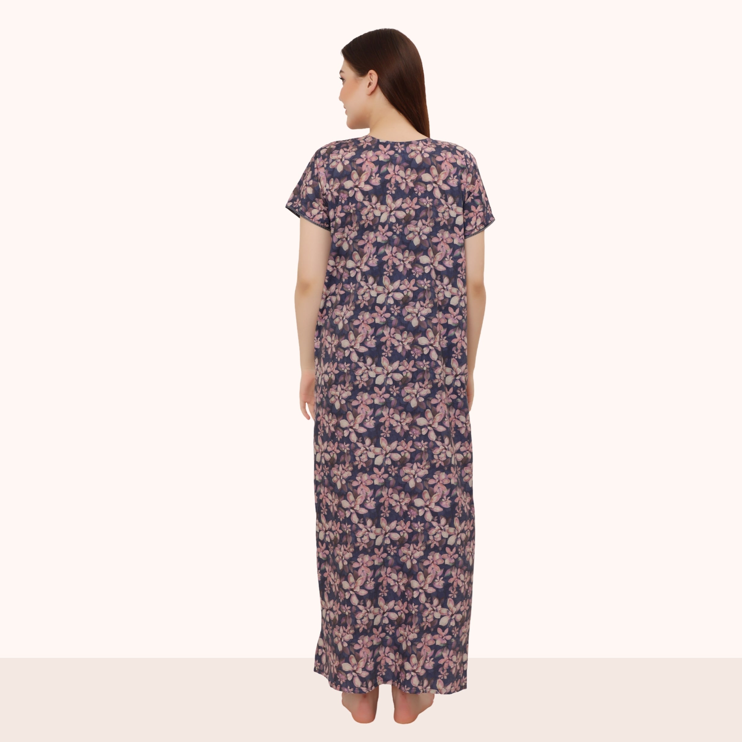 Floral Print Full Length Night Gown