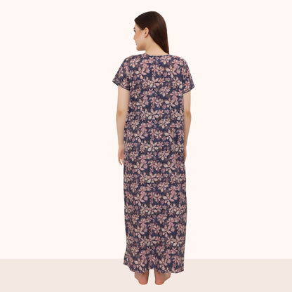 Floral Print Full Length Night Gown