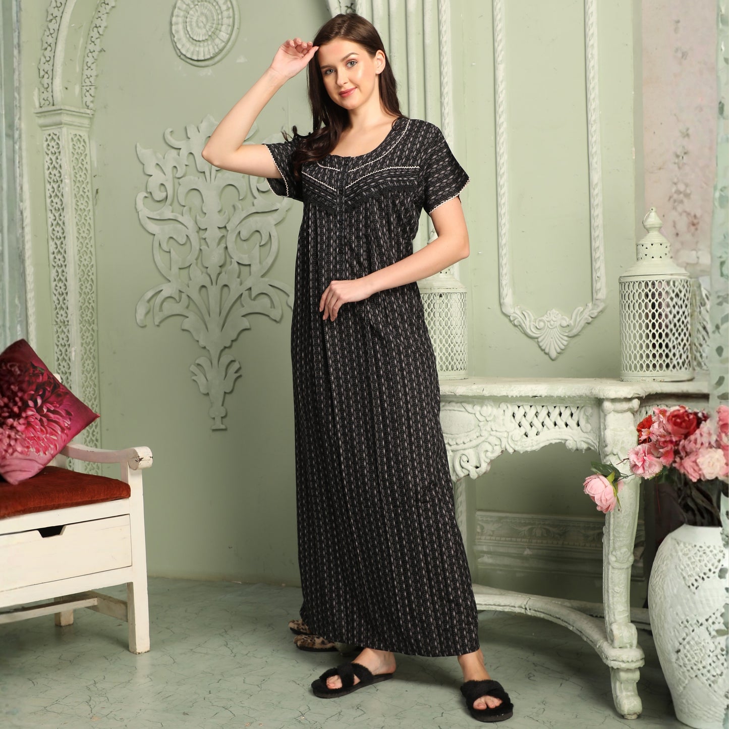 Printed Full Length Night Gown