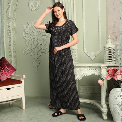 Printed Full Length Night Gown