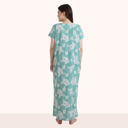 Floral Print Full Length Night Gown