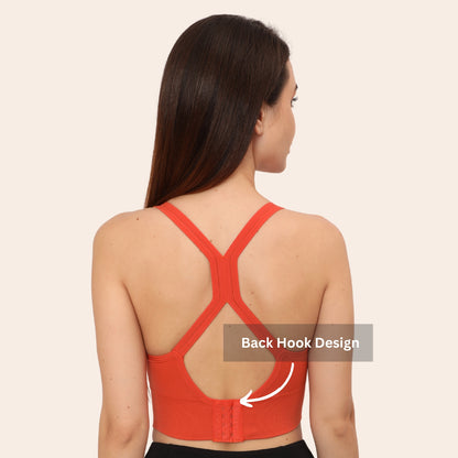 Nylon Spandex Padded Non-Wired Racer Back Sports Bra for Gym, Cardio, Zumba and Yoga