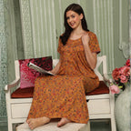 Floral Print Full Length Night Gown
