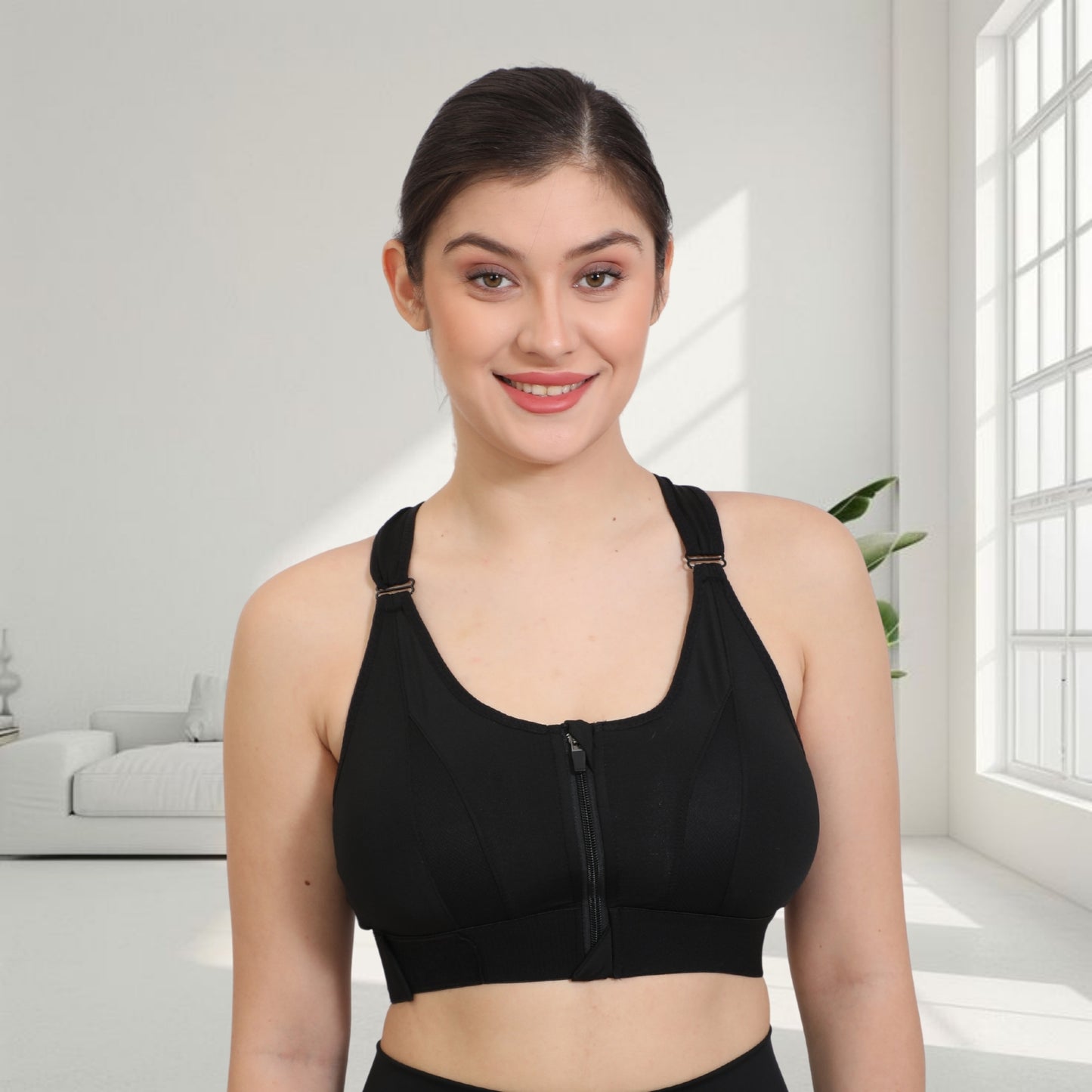 Front Zip Closure Sports Bra | High Support Fit