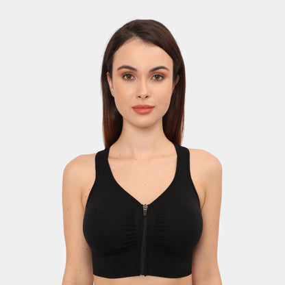 Front Zip Closure Sports Bra | Medium Impact Yoga Bras