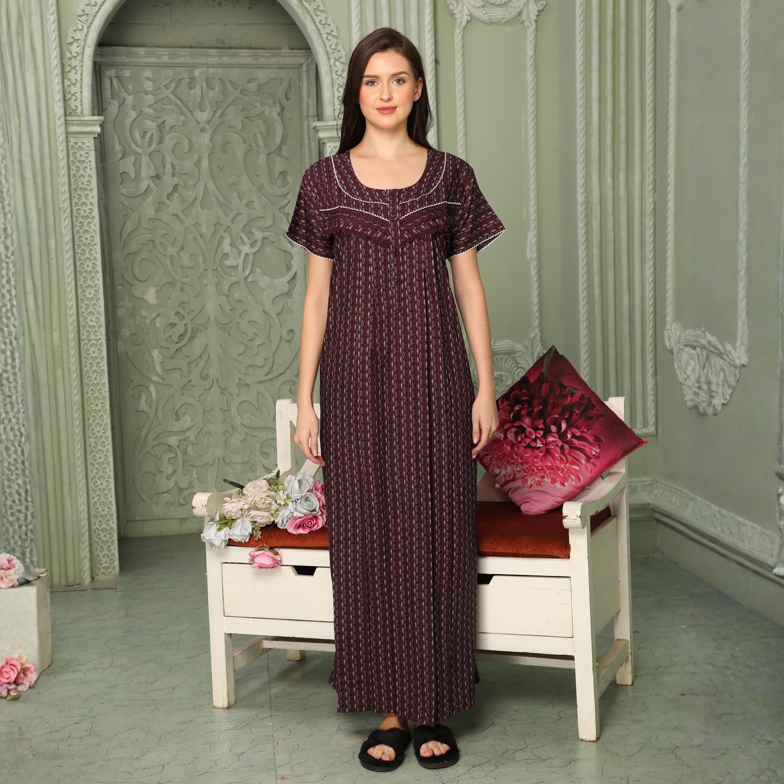 Printed Full Length Night Gown