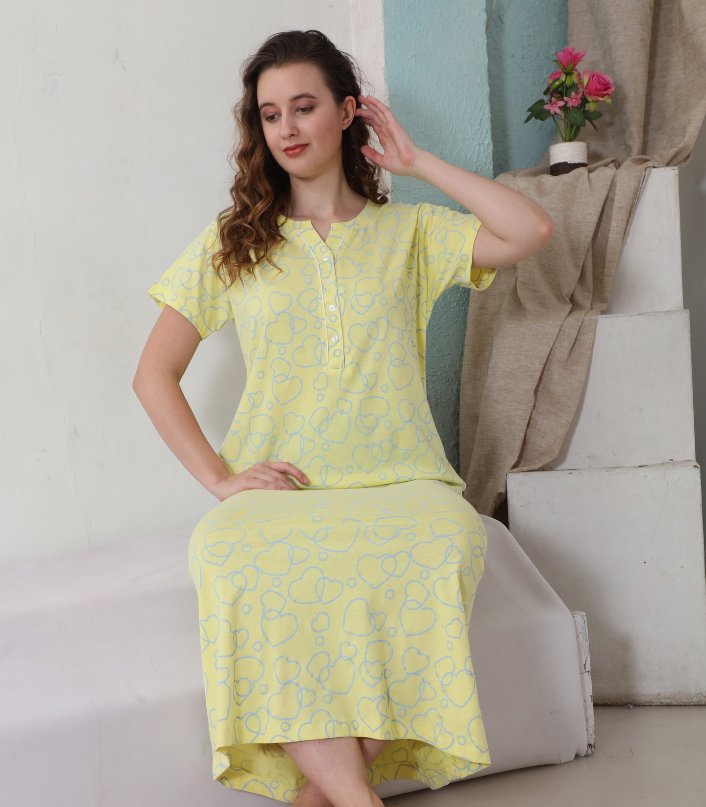 Hosiery Cotton Nighty Gown for Women