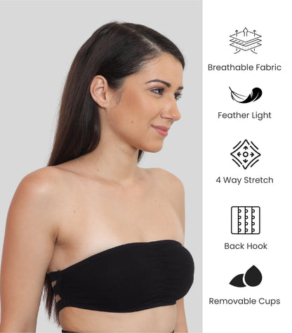 Nylon Spandex Tube Bra Padded Wire Free Strapless Seamless Stretchable Bra
