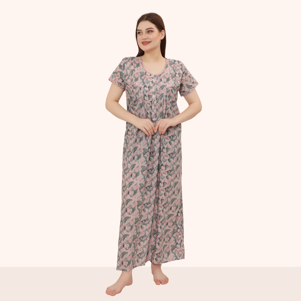 Printed Full Length Night Gown