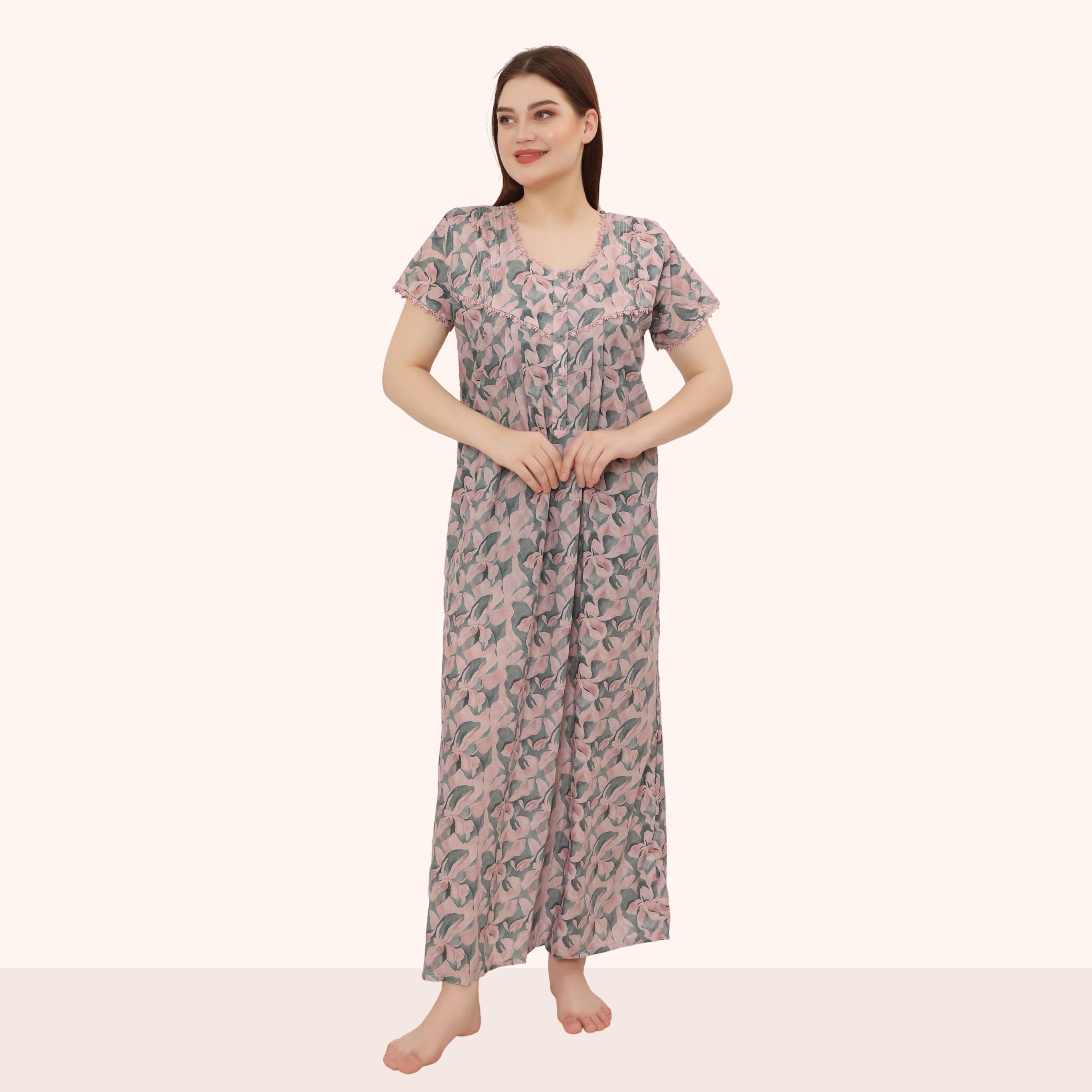 Printed Full Length Night Gown