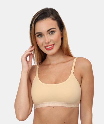 Poly Cotton Non-Padded Wire Free Full Coverage Beginners Bra