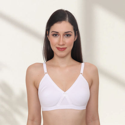 Poly Cotton PC Interlock Fabric Full Coverage Non-Padded Wirefree Everyday T-Shirt Bra