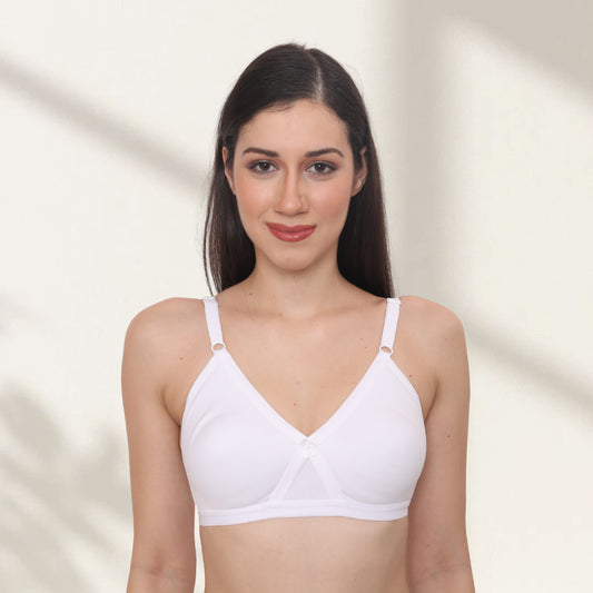Poly Cotton PC Interlock Fabric Full Coverage Non-Padded Wirefree Everyday T-Shirt Bra
