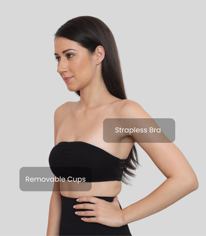 Nylon Spandex Tube Bra Padded Wire Free Strapless Seamless Stretchable Bra