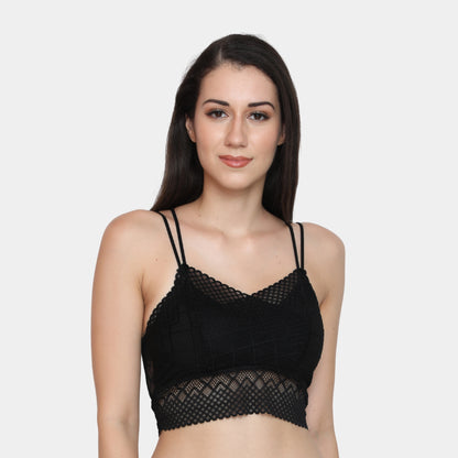 Lace Spandex Padded Wire Free Adjustable Straps Lace Floral Pattern Everyday Bra