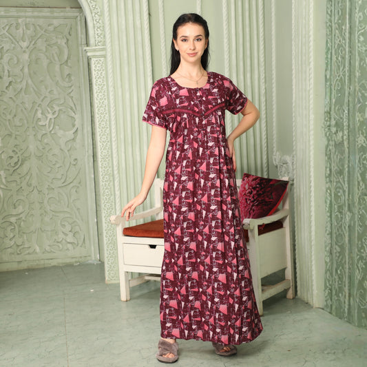 Printed Full Length Night Gown