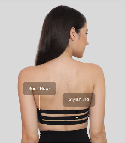 Nylon Spandex Tube Bra Padded Wire Free Strapless Seamless Stretchable Bra