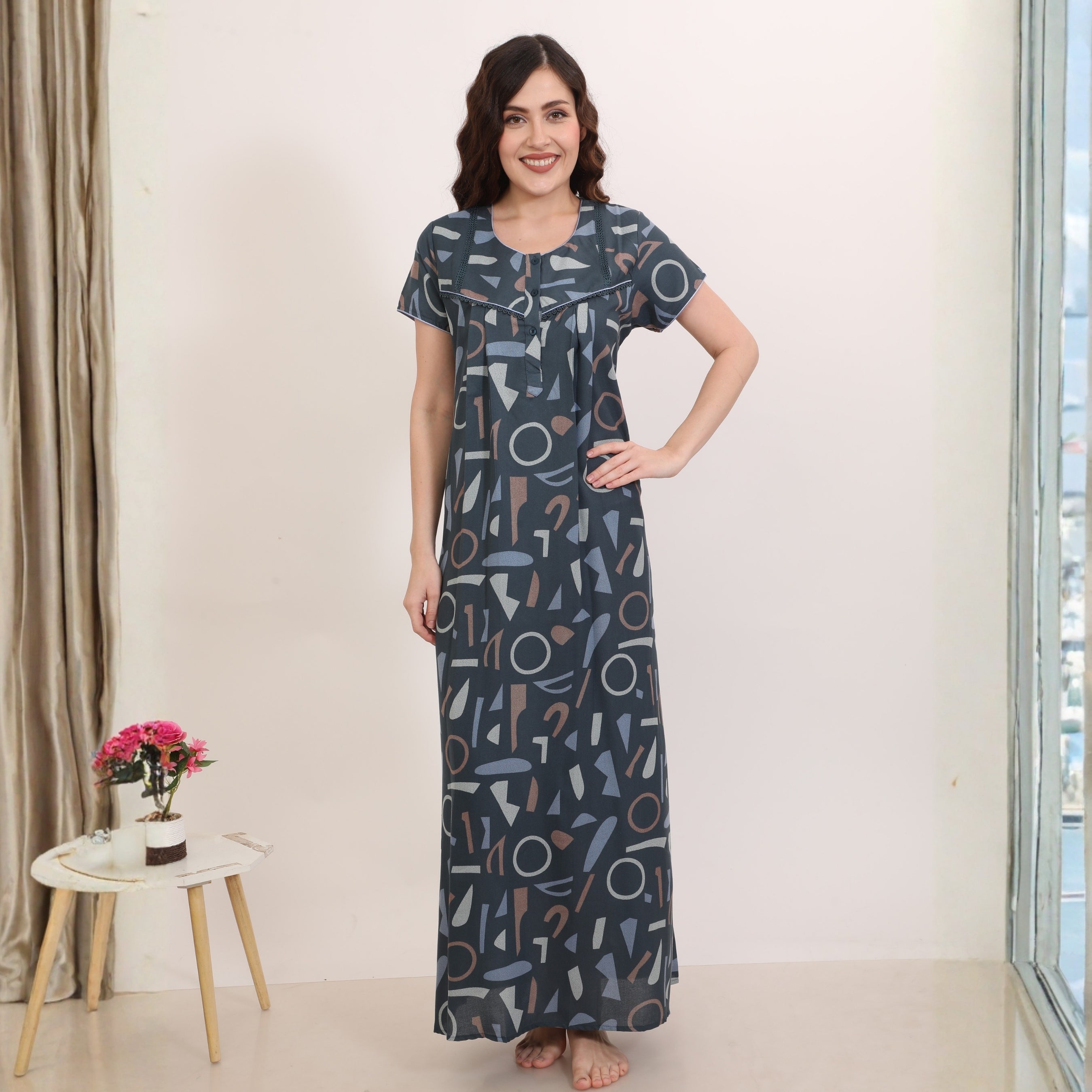 Printed Full-Length Night Gown