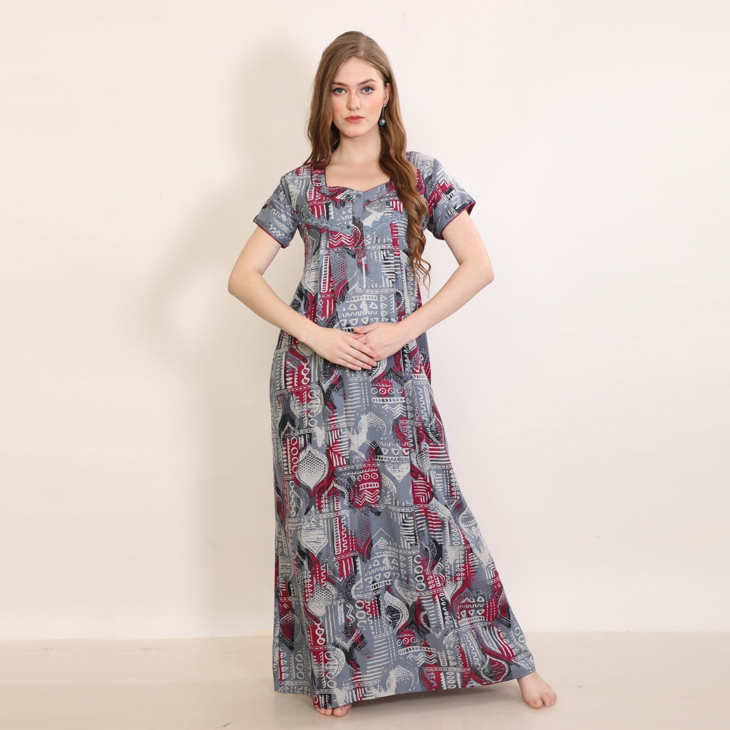 Printed Full-Length Night Gown