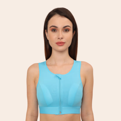 High Impact Mesh Racerback Design with Front Zip, Cushion Straps & Removable Pads