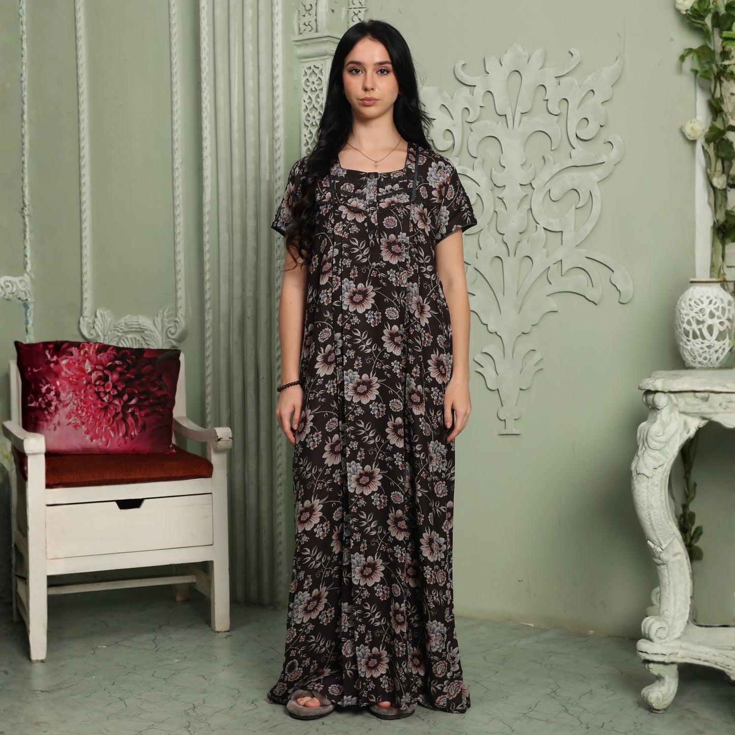 Printed Full-Length Night Gown