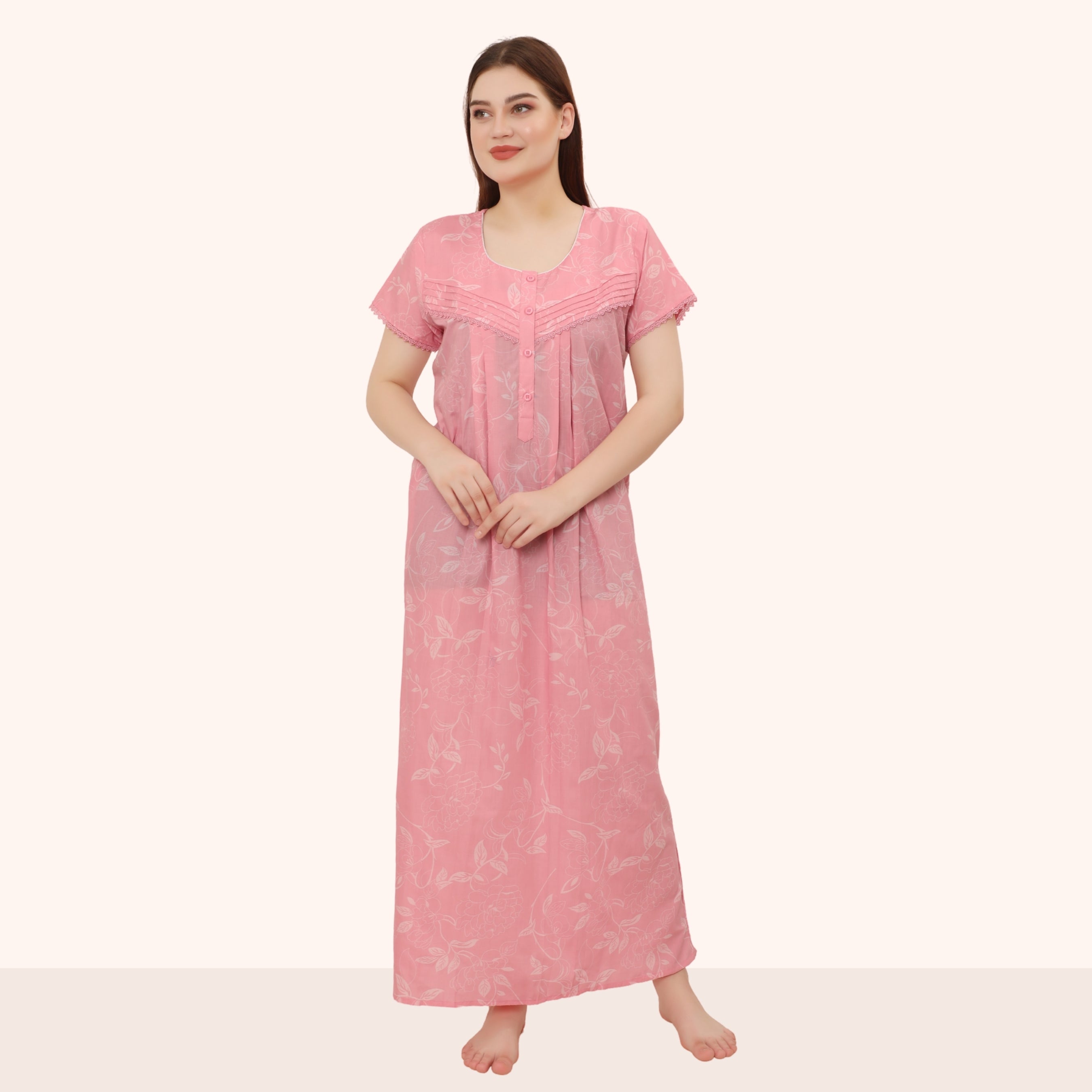 Floral Print Full Length Night Gown