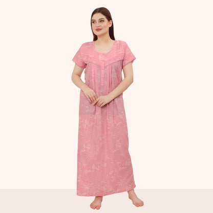 Floral Print Full Length Night Gown