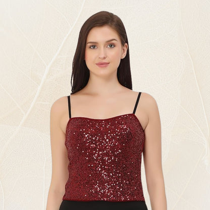Sleeveless Adjustable Sequin Cami Top