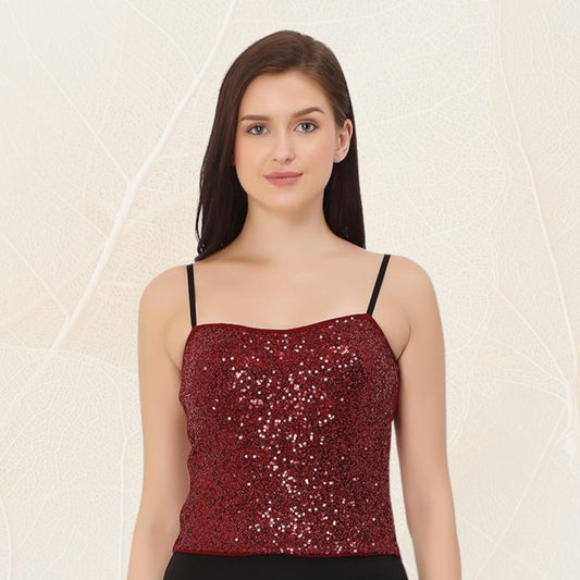 Sleeveless Adjustable Sequin Cami Top