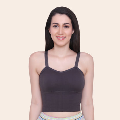 Cotton Spandex Padded Non Wired Full Coverage Crop Top Sports Bra