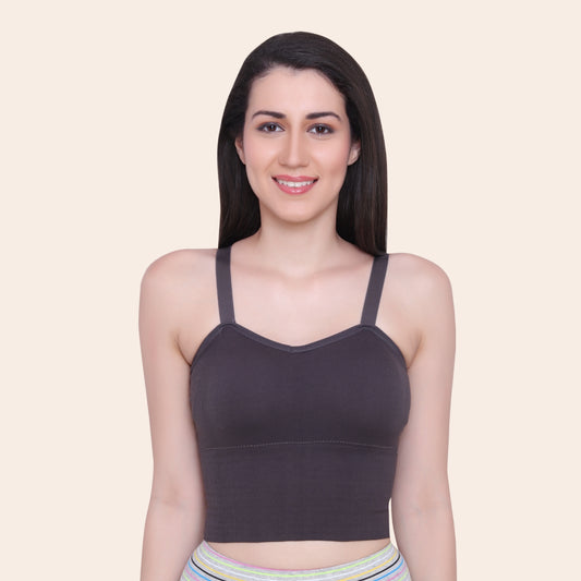 Cotton Spandex Padded Non Wired Full Coverage Crop Top Sports Bra