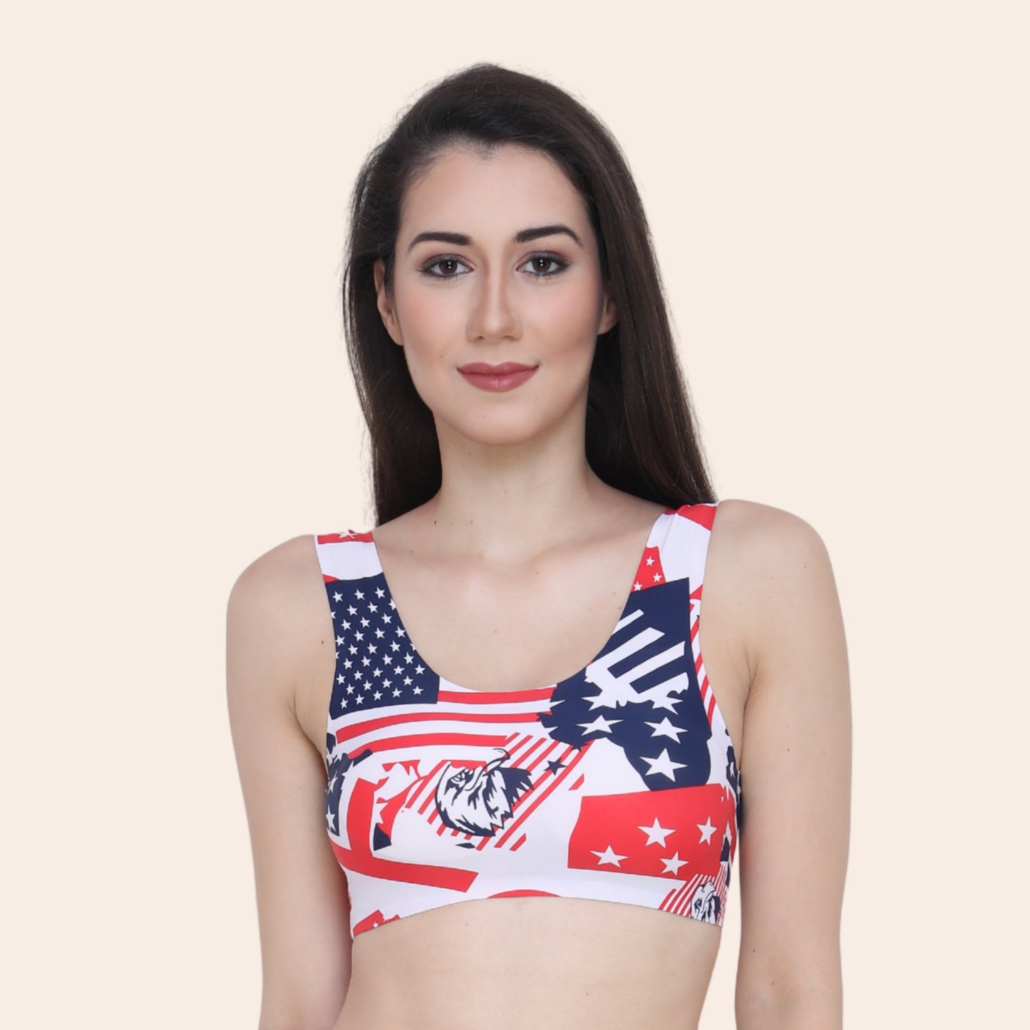 Printed Ice Silk Seamless Lightly Padded  Sports Bra