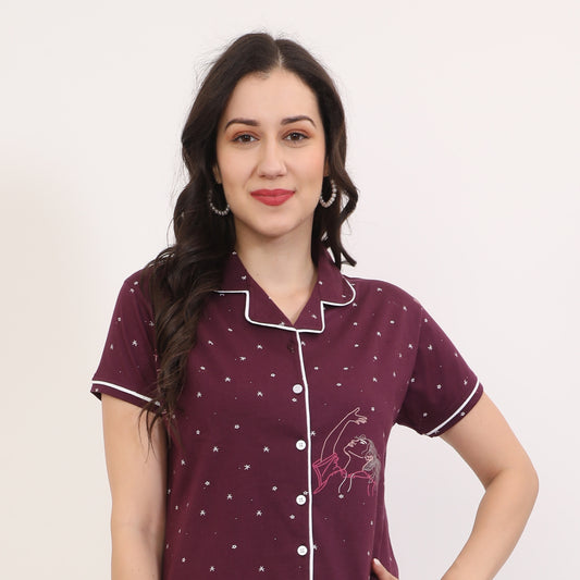 Printed Full Length Night Gown
