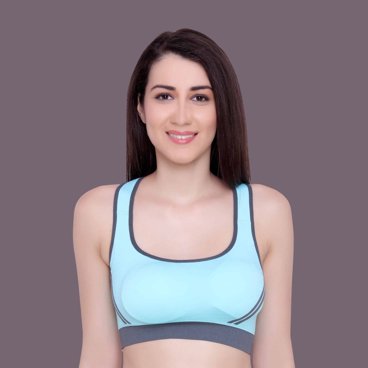 Women Nylon Spandex Padded Seamless Medium Impact Sports Bra