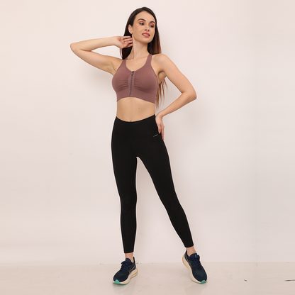 Front Zip Closure Sports Bra | Medium Impact Yoga Bras