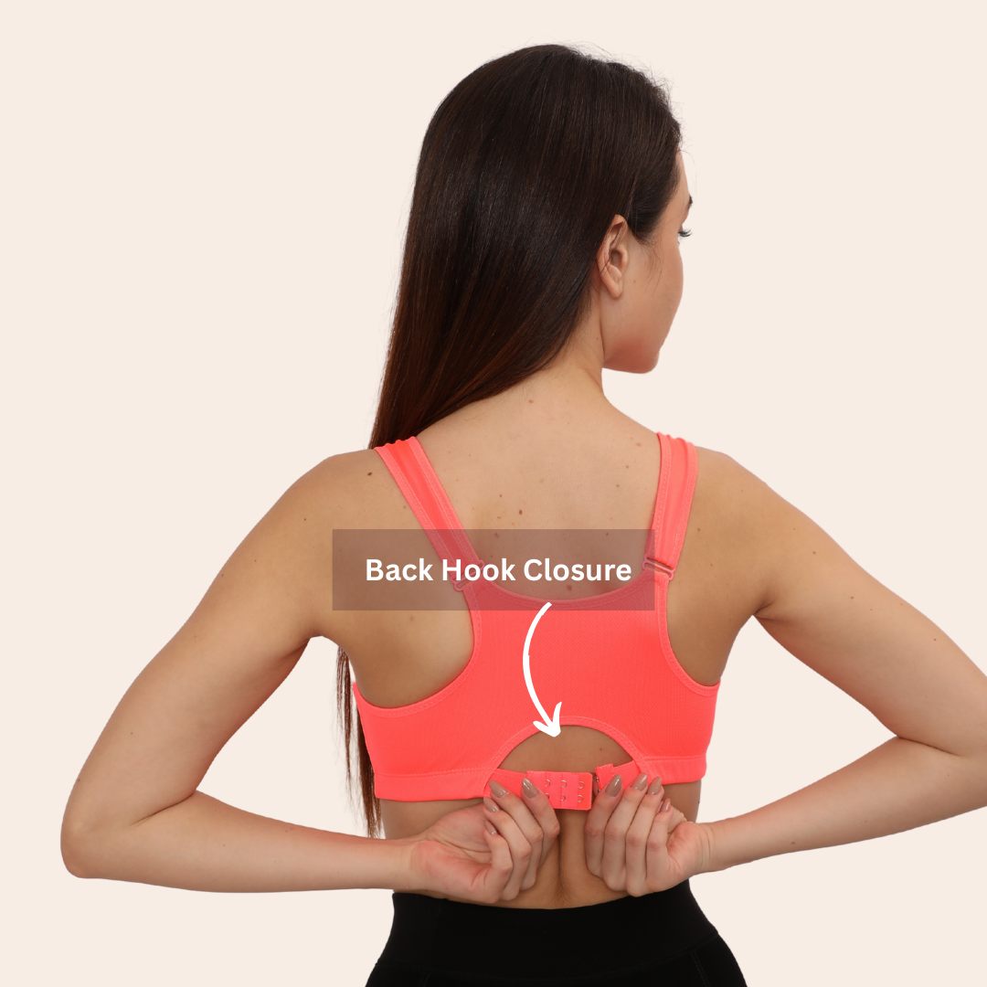High Impact Racerback Design with Front Zip & Removable Pads