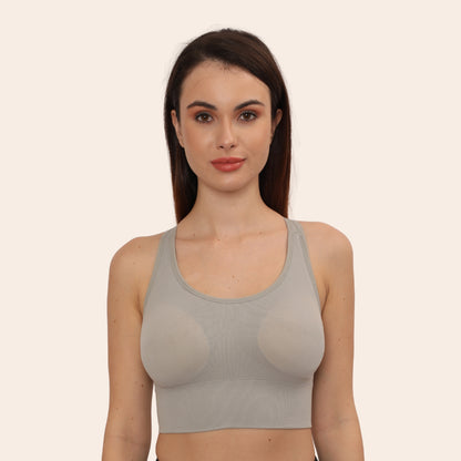 Nylon Spandex Padded Non-Wired Racer Back Sports Bra for Gym, Cardio, Zumba and Yoga
