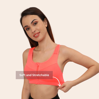 High Impact Racerback Design with Front Zip & Removable Pads
