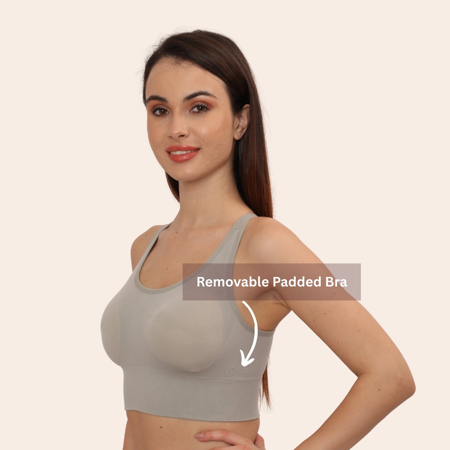 Nylon Spandex Padded Non-Wired Racer Back Sports Bra for Gym, Cardio, Zumba and Yoga