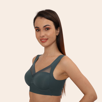 Wirefree Comfortable Padded Lift Push Up Thin, Soft, Sexy Back Smoothing Bra for Women