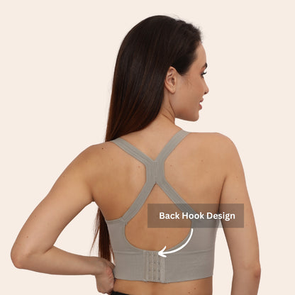 Nylon Spandex Padded Non-Wired Racer Back Sports Bra for Gym, Cardio, Zumba and Yoga