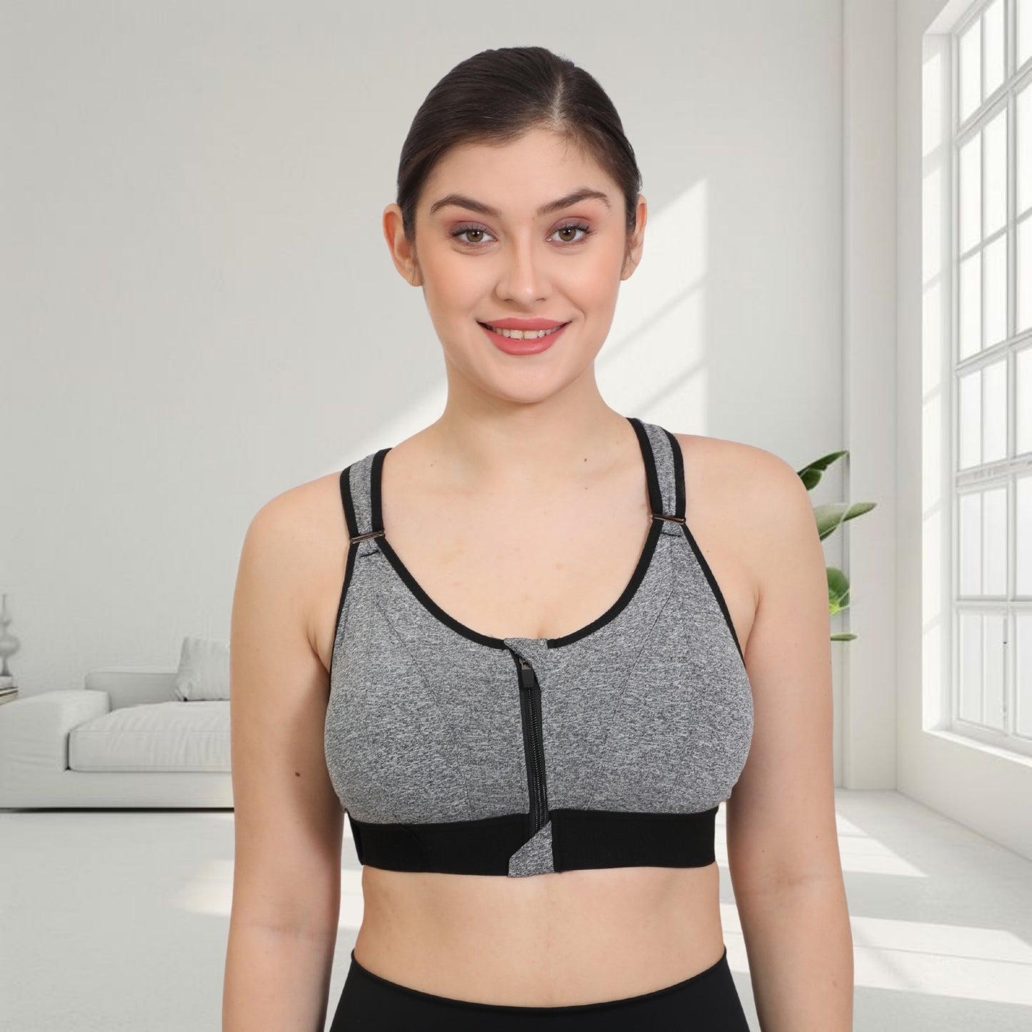 Front Zip Closure Sports Bra | High Support Fit