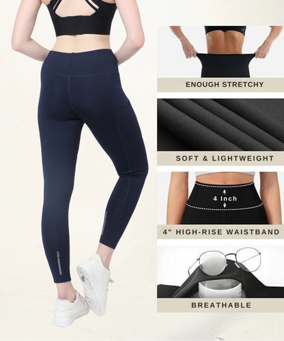 High Waist Gym Leggings with Side Pocket, 4-Way Stretch, Squat-Proof, Moisture-Wicking for Gym, Fitness, Training, Yoga & Activewear
