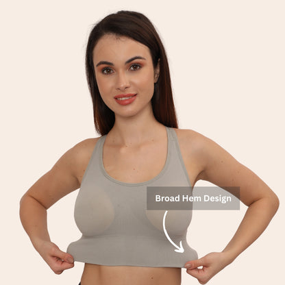 Nylon Spandex Padded Non-Wired Racer Back Sports Bra for Gym, Cardio, Zumba and Yoga