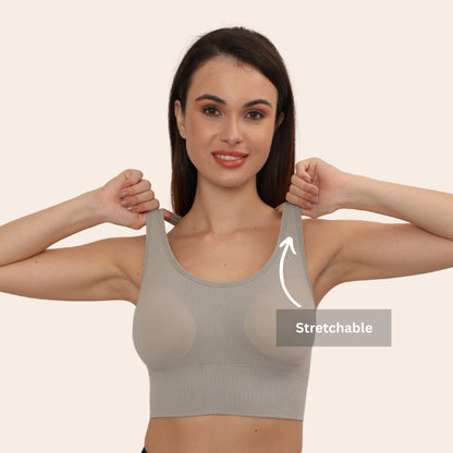 Nylon Spandex Padded Non-Wired Racer Back Sports Bra for Gym, Cardio, Zumba and Yoga
