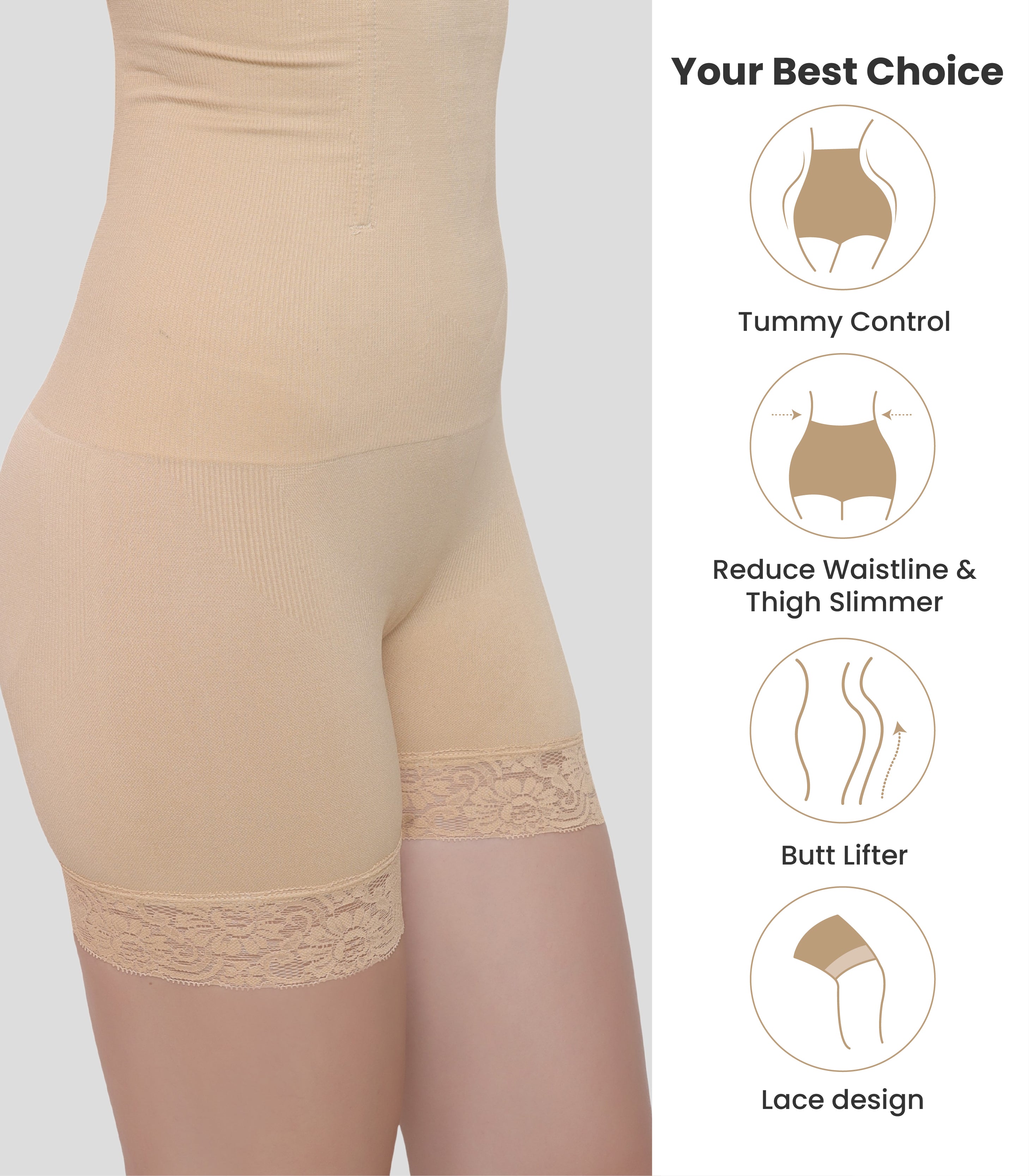 High Waist Tummy Control Shapewear With Lace