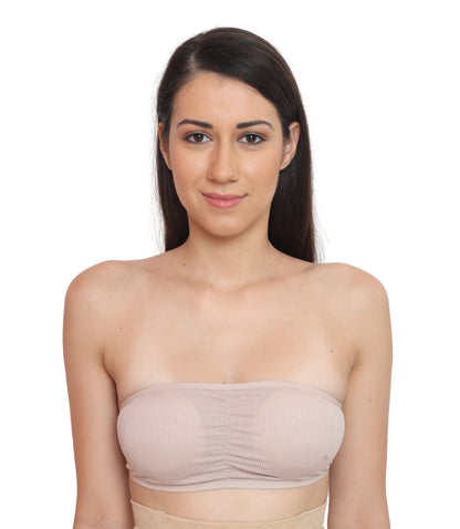 Nylon Spandex Tube Bra Padded Wire Free Strapless Seamless Stretchable Bra
