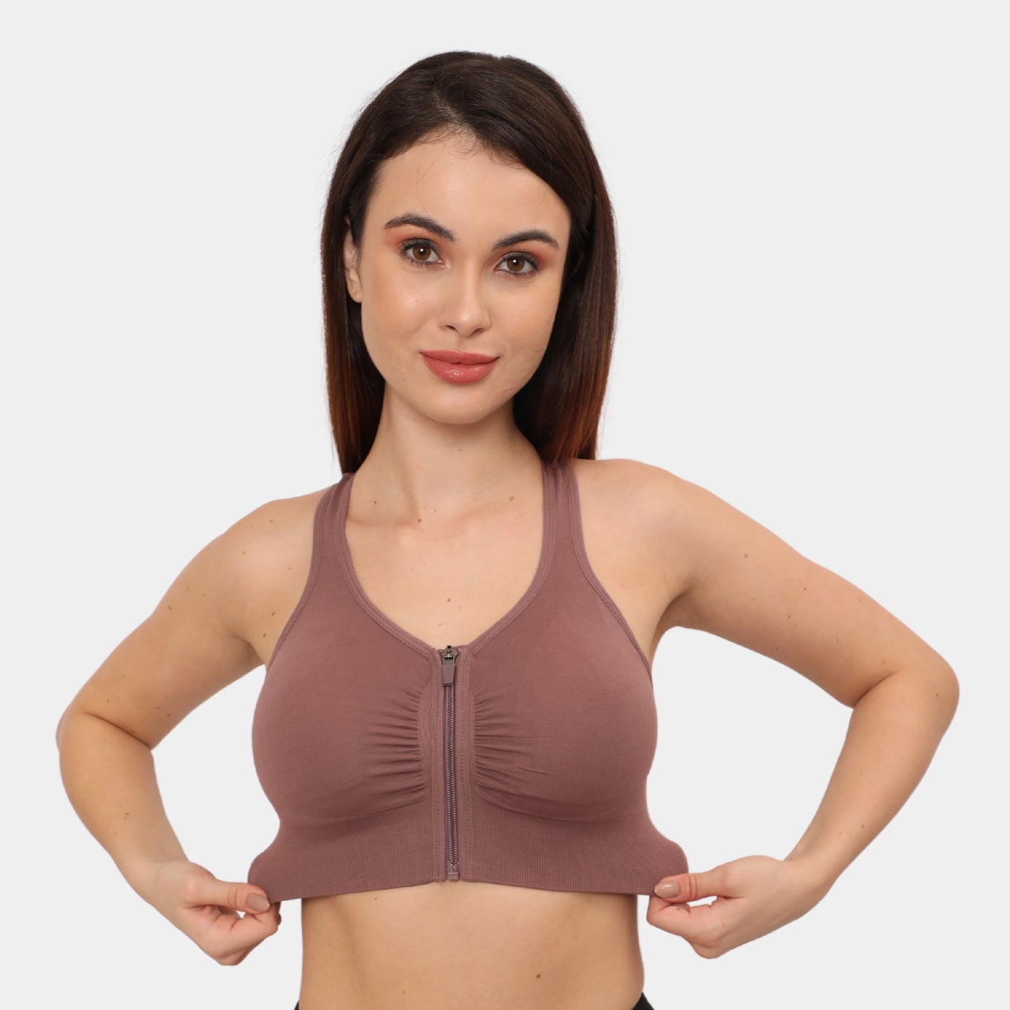 Front Zip Closure Sports Bra | Medium Impact Yoga Bras