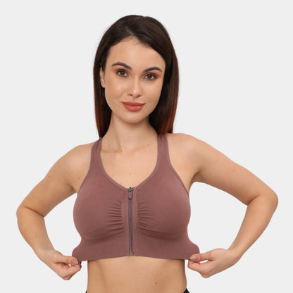 Front Zip Closure Sports Bra | Medium Impact Yoga Bras